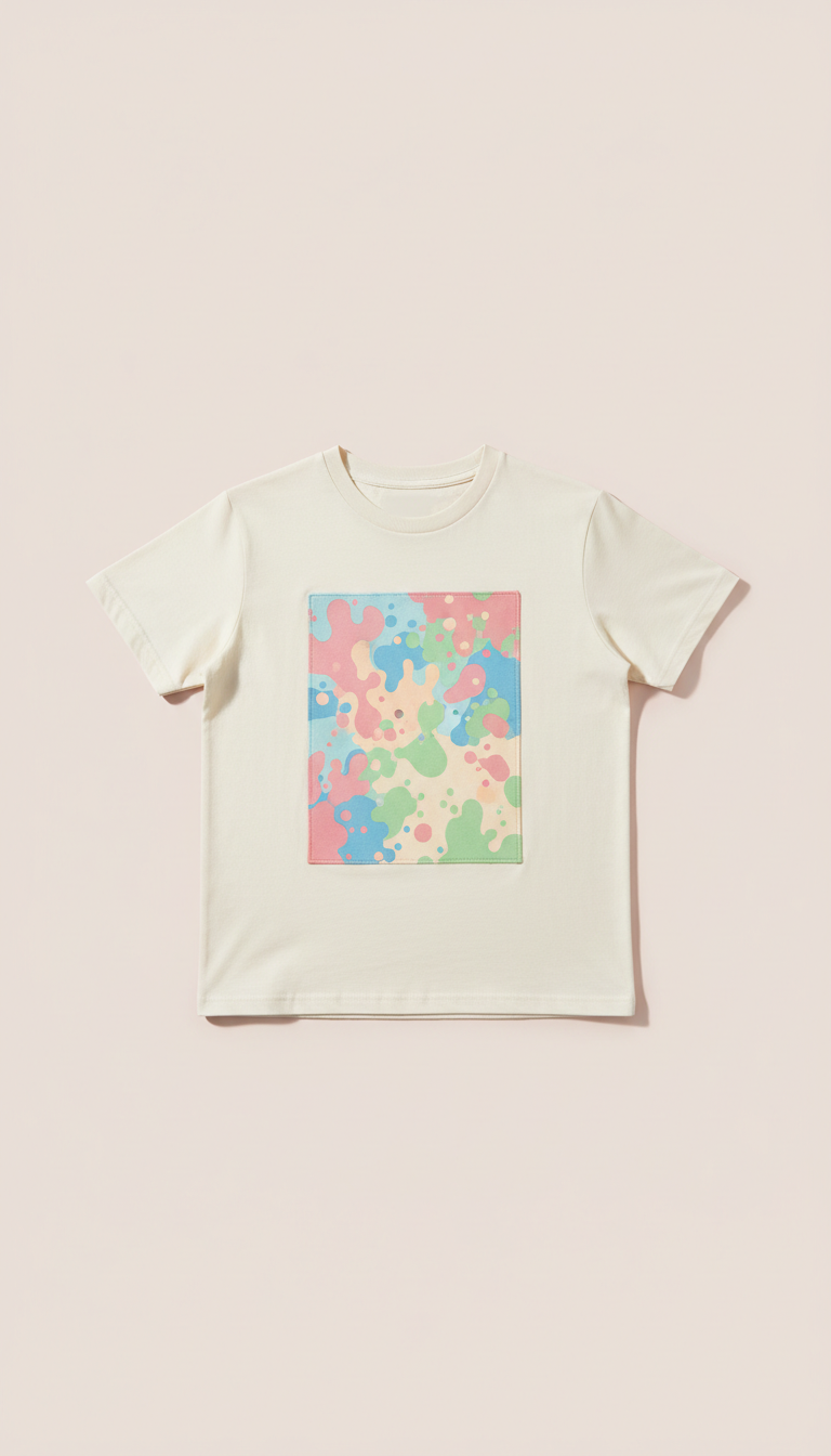 Camiseta con parche collage pastel menta fizz